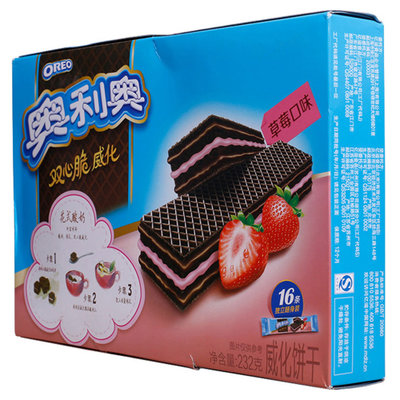 奥利奥双心脆威化草莓+巧克力口味单盒装232g