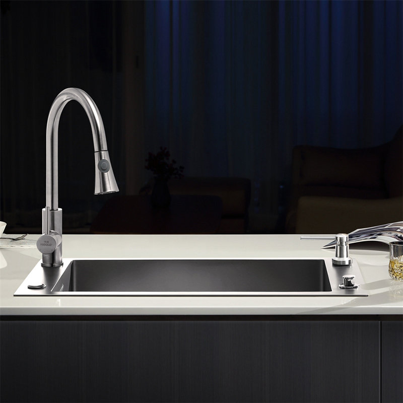 higold悍高304不锈钢厨房纳米水槽手工单槽洗碗槽洗菜盆大单盆952172r