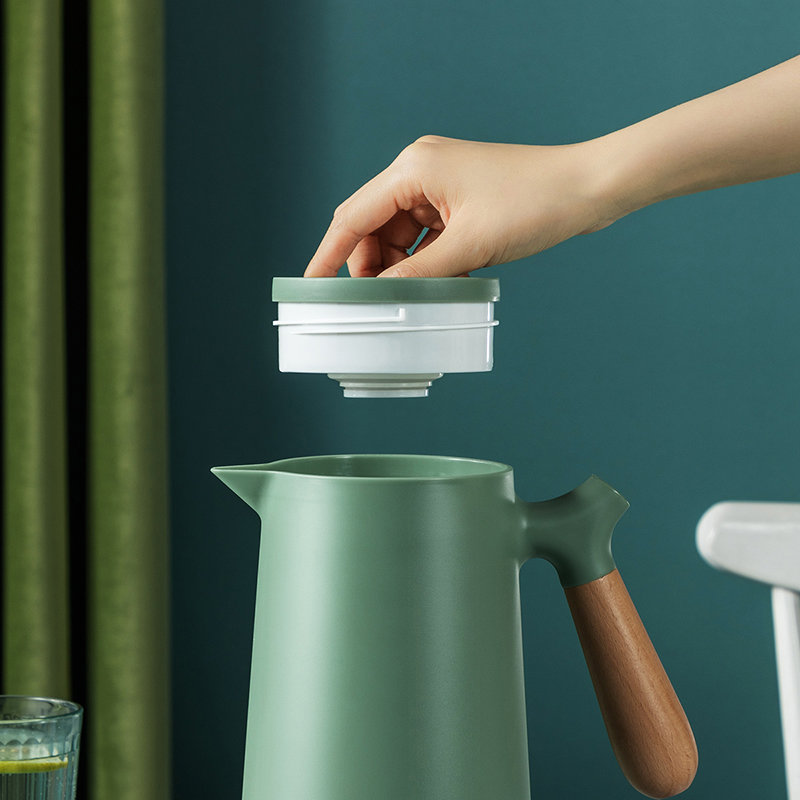 炊大皇保温壶玻璃内胆保温热水壶暖瓶时尚北欧风保温壶家用热水瓶竹