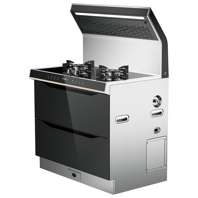 火星人jjztq3gx家用不锈钢台面消毒侧吸下排烟集成灶