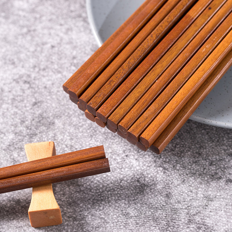 筷之语铁木筷子10双无漆无蜡礼品酒店家用木筷子kzy006